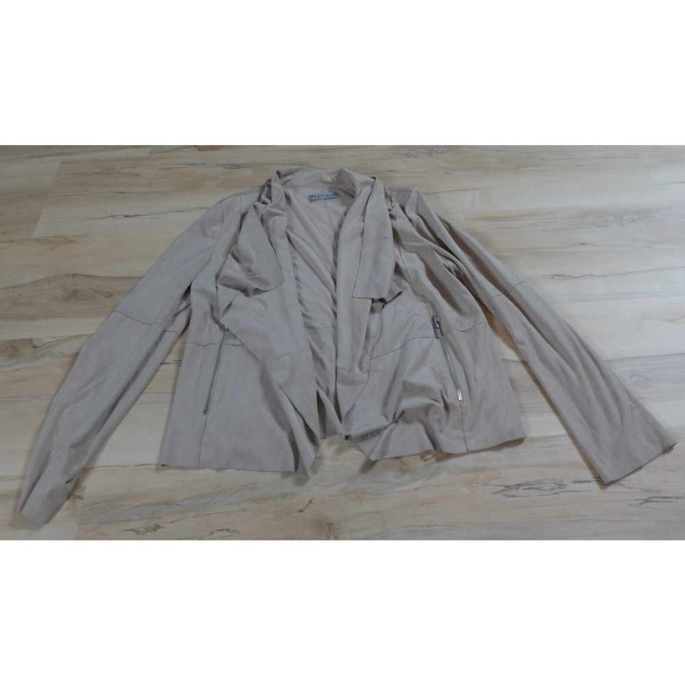 Bagatelle Women Petite Small Faux Suede Draped Jacket Taupe